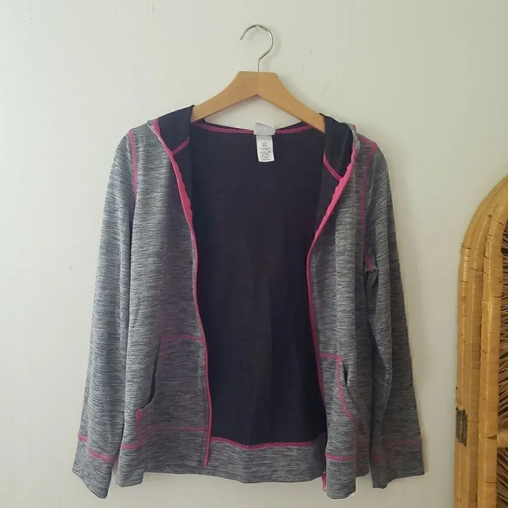 Everlast Zip Up Hoodie Gray Pink Girls' XL